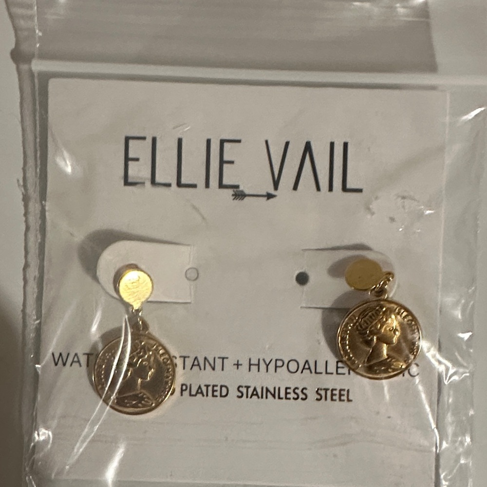 Gold Coin Drop Earrings
